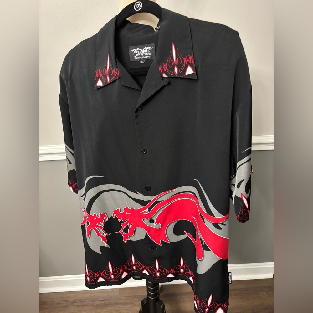 Dragonfly Flame Black and Red Men's Shirt